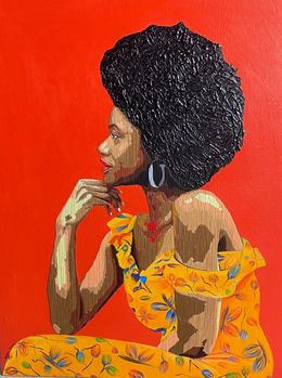 Painting, Untitled - 21st Century, Contemporary, Figurative, Embroidery, Acrylic, Women, Bello Adedoyin