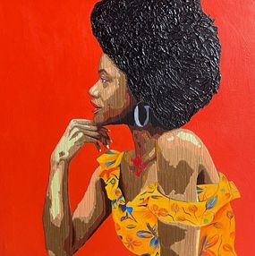 Gemälde, Untitled - 21st Century, Contemporary, Figurative, Embroidery, Acrylic, Women, Bello Adedoyin