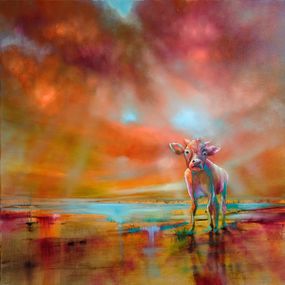 Painting, The colorful cow, Annette Schmucker