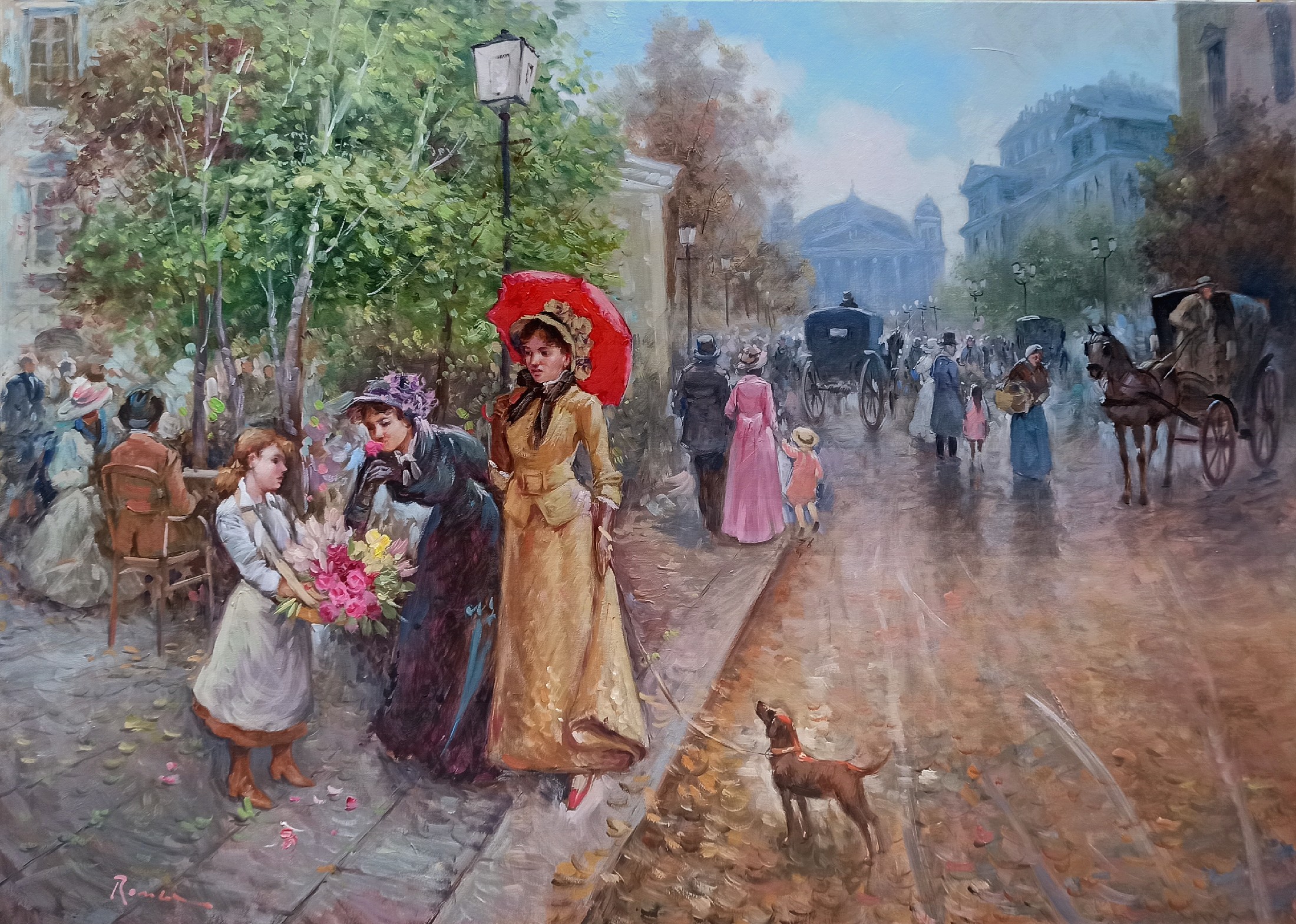 Domenico Ronca, Paris city life - France Belle Epoque painting Domenico Ronca, Paris city life - France Belle Epoque painting