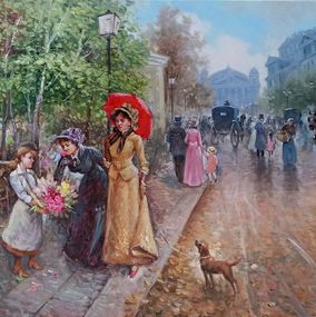 Peinture, Paris city life - France Belle Epoque painting, Domenico Ronca