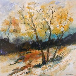 Painting, Three trees in autumn, Pol Ledent