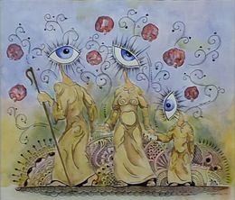 Painting, Family in the Pomegranate Garden, Giorgi Giorgadze