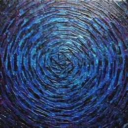 Gemälde, Éclat concentrique bleu violet irisé, Jonathan Pradillon