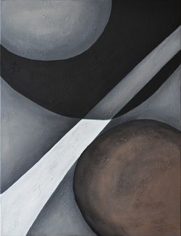 Peinture, Modern Geometric Abstract Artwork – Neutral Tones, Julie Max