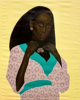 Gemälde, Keep It Safe - 21st Century, Contemporary, Figurative Portrait, Black Women, Babatunde Adeogun