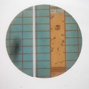 Print, Intérieur japonais, gravure originale, Mitsuo Shiraishi