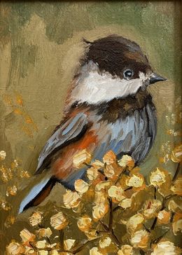 Gemälde, Spring chickadee bird, Schagen Vita