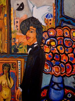 Peinture, Intimidad en el estudio con florero azul, Antonio Camaró