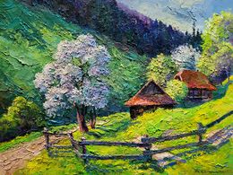 Painting, Austrian houses, Boris Serdyuk