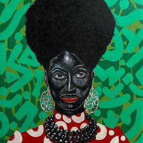 Peinture, Black Heritage 5 - 21st Century, Contemporary, Figurative, African, Woman, Hair, Oluwafemi Akanmu