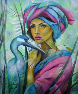 Painting, Au milieu des roseaux, Jeannette Guichard-Bunel