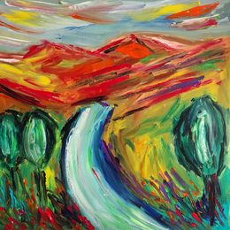 Painting, River among mountains, Natalya Mougenot
