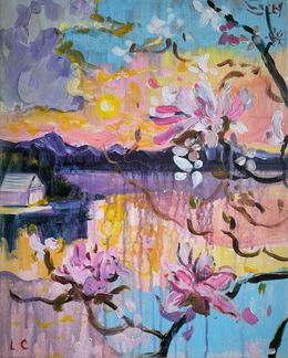 Gemälde, Bord de l'eau pastel, Linda Clerget