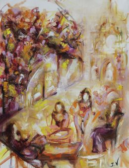 Gemälde, Instant présent - Scène de vie colorée, Isabelle Verdenne