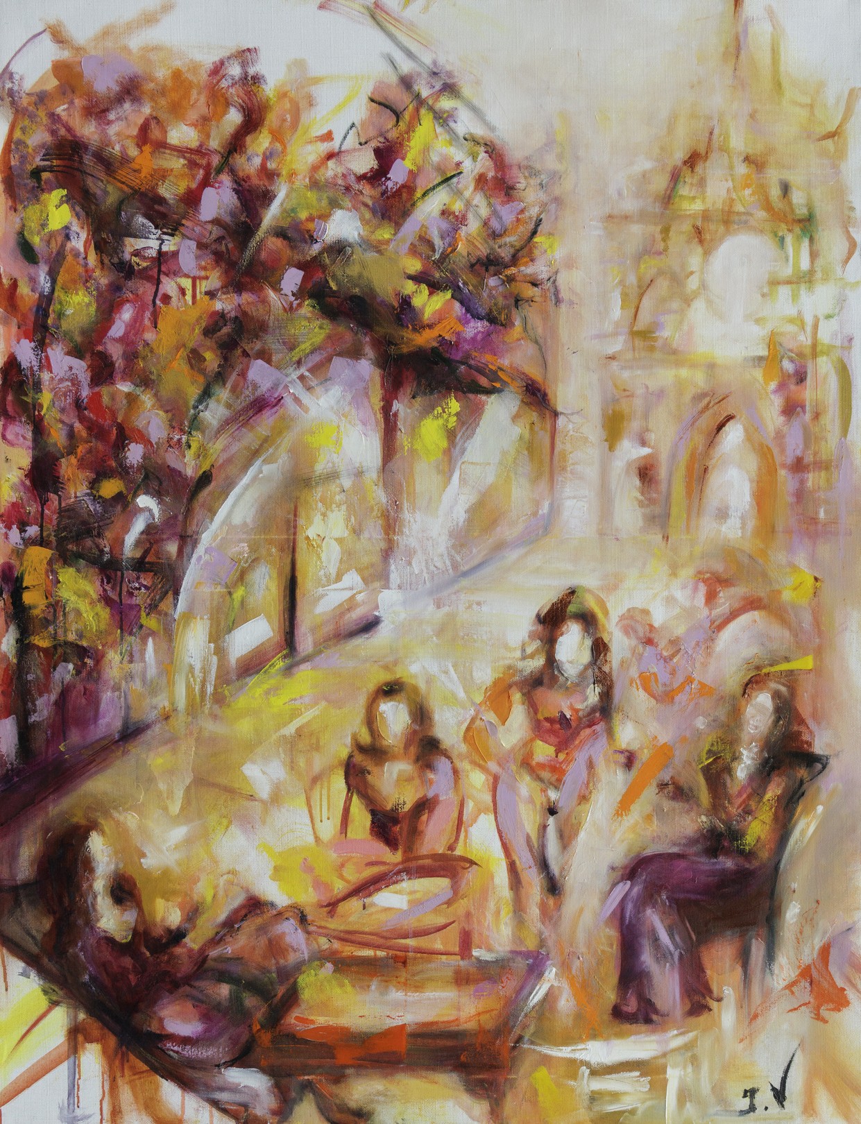 Isabelle Verdenne, Instant présent - Scène de vie colorée Isabelle Verdenne, Instant présent - Scène de vie colorée