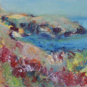 Gemälde, Belle Ile en mer, Phare des Poulains - Paysage côtier, Isabelle Verdenne