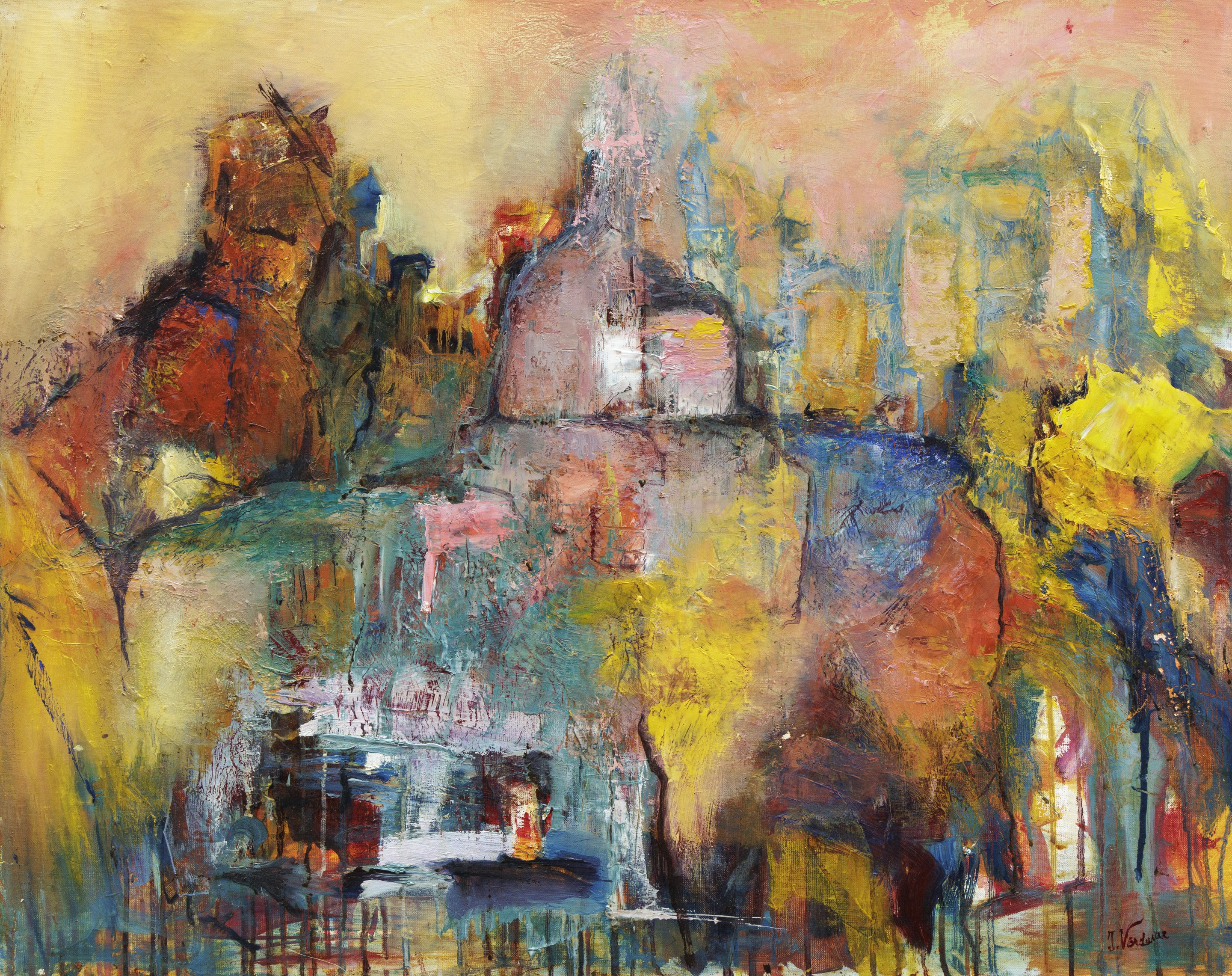 Isabelle Verdenne, Palette d'un soir - Paysage semi abstrait Isabelle Verdenne, Palette d'un soir - Paysage semi abstrait