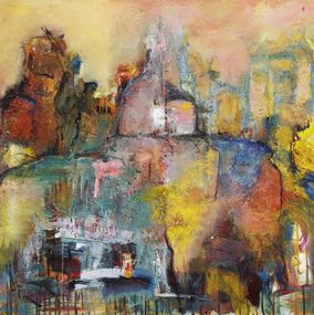 Gemälde, Palette d'un soir - Paysage semi abstrait, Isabelle Verdenne