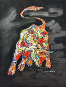 Painting, Stier auf Schwarz, Nicole Leidenfrost