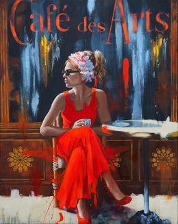 Painting, Le Café des Arts, Sylvie Julkowski-Egard