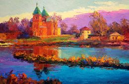 Painting, Evening near the church, Boris Serdyuk