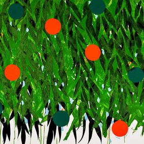 Drucke, Mimosa with Orange and Green, Donald Sultan