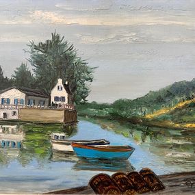 Painting, Le port de Brigneau, Bretagne réf: CPBD1033, Lucien Gondret