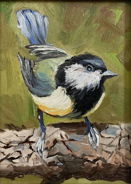 Gemälde, Great tit bird on a tree branch, Schagen Vita