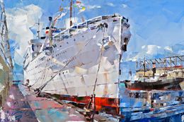 Painting, Passenger steamship Milwaukee  - series Ocean liners, Volodymyr Gluhomanyuk