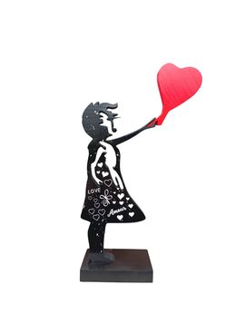 Sculpture, Fille au cœur Love, Ravi