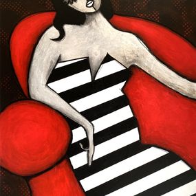 Peinture, La robe à rayures sur fauteuil rouge, RogerM