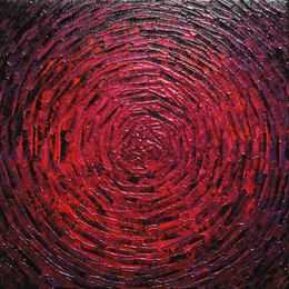Gemälde, Éclat concentrique rouge violacé, Jonathan Pradillon