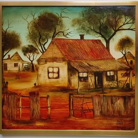 Peinture, Australian village, Pro Hart
