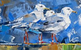 Painting, "Three little birds"  - series Bird marke, Volodymyr Gluhomanyuk