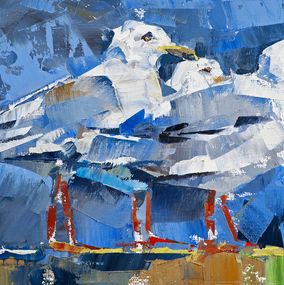 Gemälde, "Three little birds"  - series Bird marke, Volodymyr Gluhomanyuk
