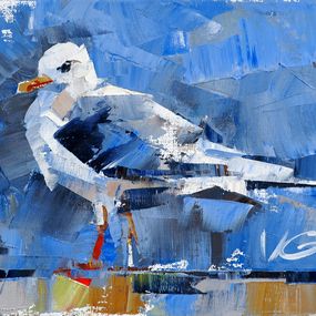 Peinture, "Bird on a walk"  - series Bird market, Volodymyr Gluhomanyuk