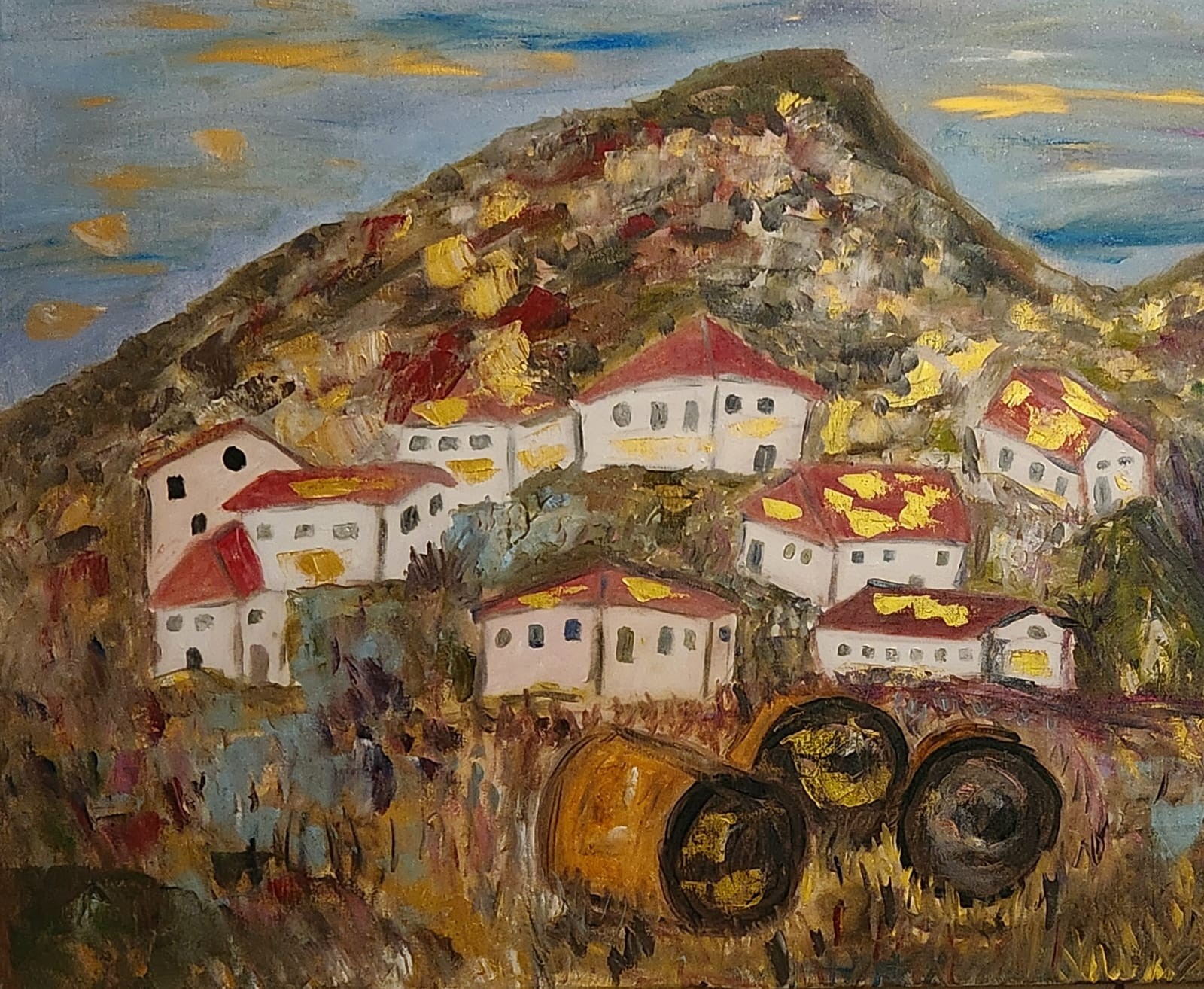 Dondi Schwartz, Italian Village in a Rainy Day Dondi Schwartz, Italian Village in a Rainy Day