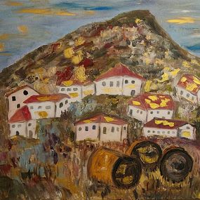 Gemälde, Italian Village in a Rainy Day, Dondi Schwartz