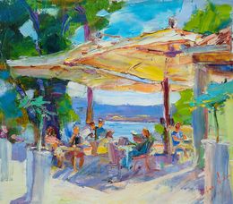 Gemälde, Summer impressions. Cafe. Croatia, Helen Shukina