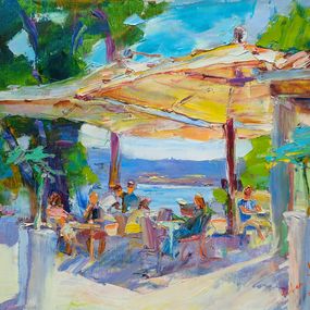 Gemälde, Summer impressions. Cafe. Croatia, Helen Shukina