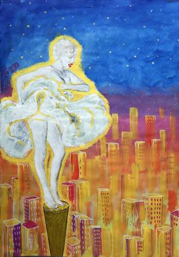 Gemälde, Merilin Monroe over town, Rakhmet Redzhepov (Ramzi)