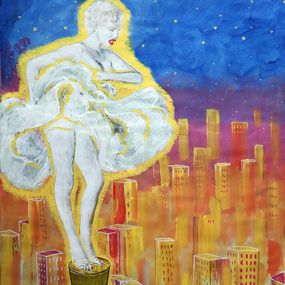 Painting, Merilin Monroe over town, Rakhmet Redzhepov (Ramzi)