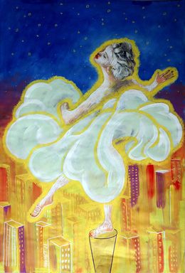 Painting, Merilin Monroe over town 2, Rakhmet Redzhepov (Ramzi)