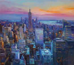 Peinture, New York evening lights, Serhii Cherniakovskyi