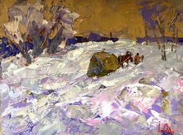 Gemälde, Winter evening, Ivanyuk Oleksiy