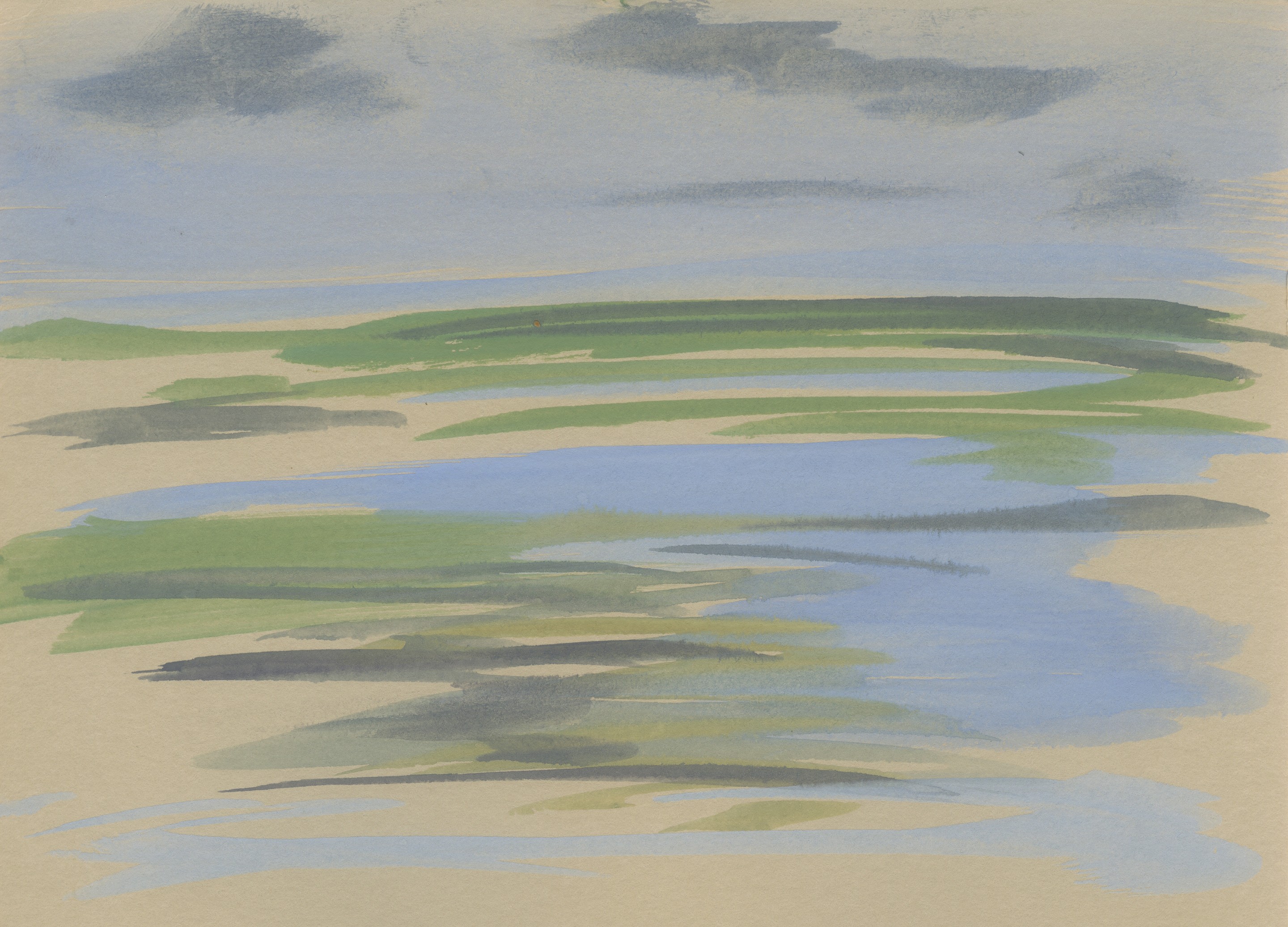 Sabine Eichler, Arcachon n°15 (paysage marin, ciel, mer calme, nuages, marée basse) Sabine Eichler, Arcachon n°15 (paysage marin, ciel, mer calme, nuages, marée basse)