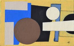 Gemälde, Abstrait 24-19 jaune et bleu, Thomas Danel