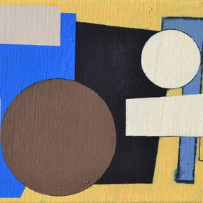 Gemälde, Abstrait 24-19 jaune et bleu, Thomas Danel