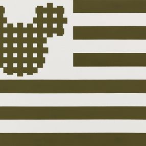 Gemälde, Flag with Mickey Stripes in Khaki, Konstantin Benkovich